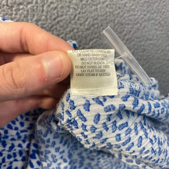 LOVESTITCH Womens Mini Dress White Blue Sleeveless Tiered V-neck Size M,Preppy - Picture 6 of 11